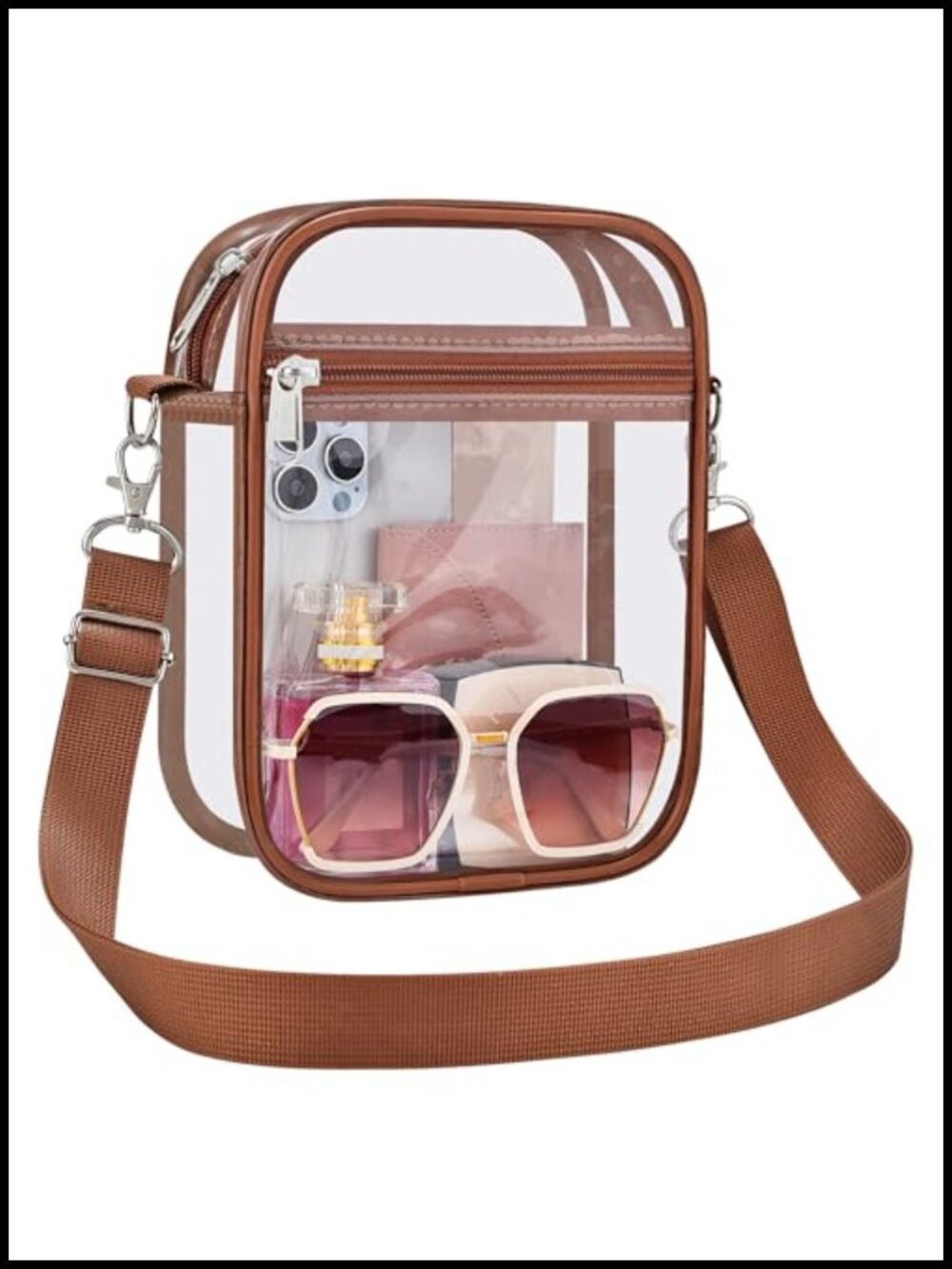 Clear Crossbody Bag Stadium Approved PVC Durable Travel Purse